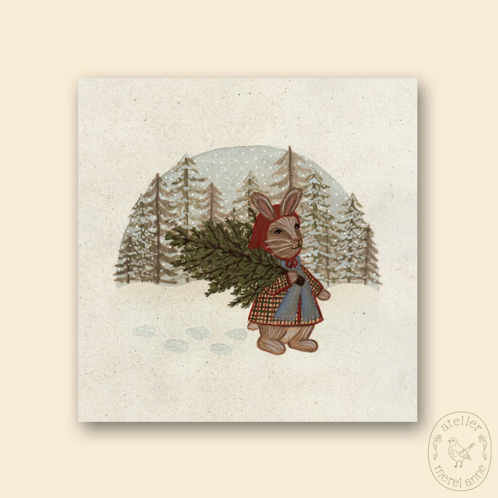 Kerstkaart 'christmas bunny'