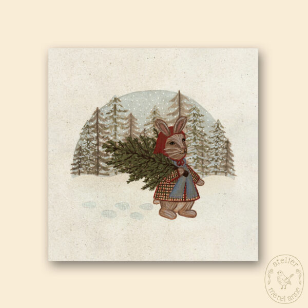 Kerstkaart 'christmas bunny'