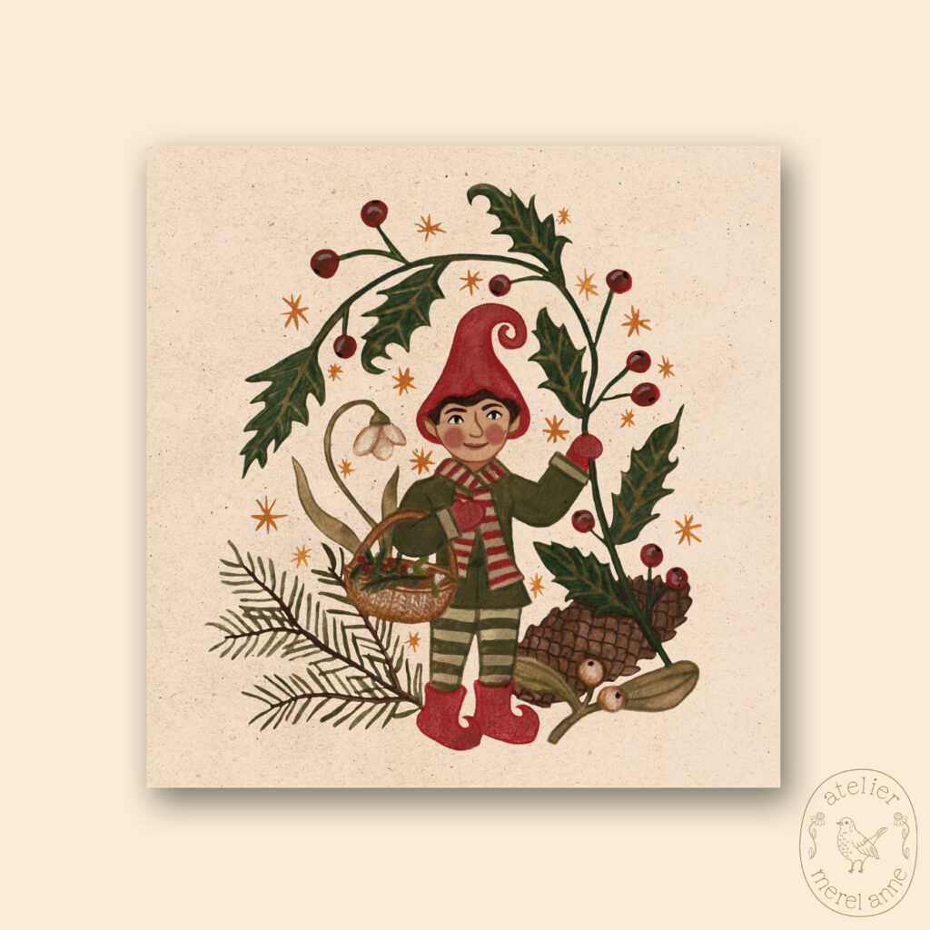 Kerstkaart 'Christmas elf'