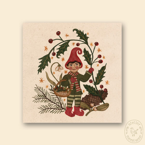 Kerstkaart 'Christmas elf'