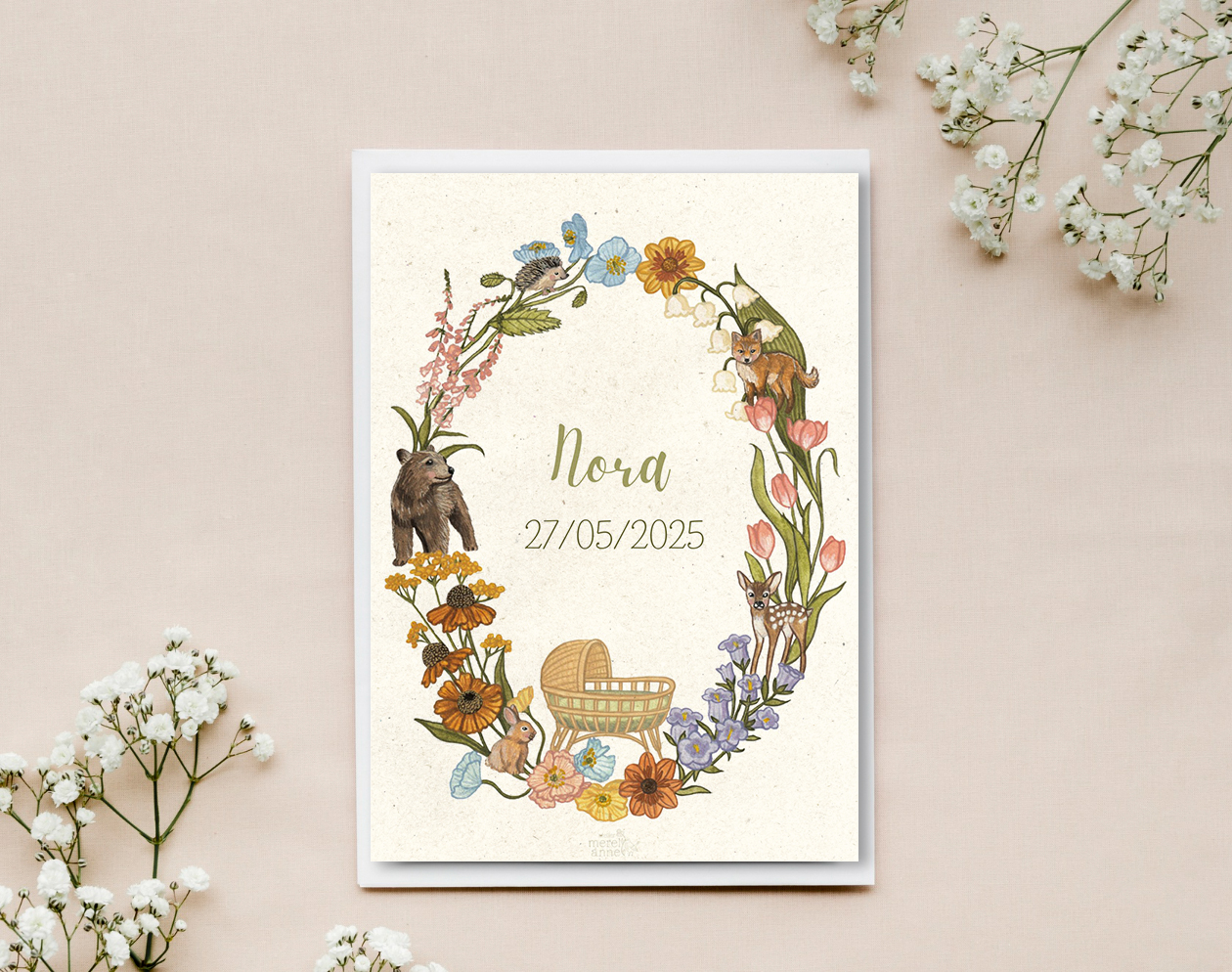 Geboortekaartje | aanpasbaar sjabloon | Canva template - Afbeelding 2