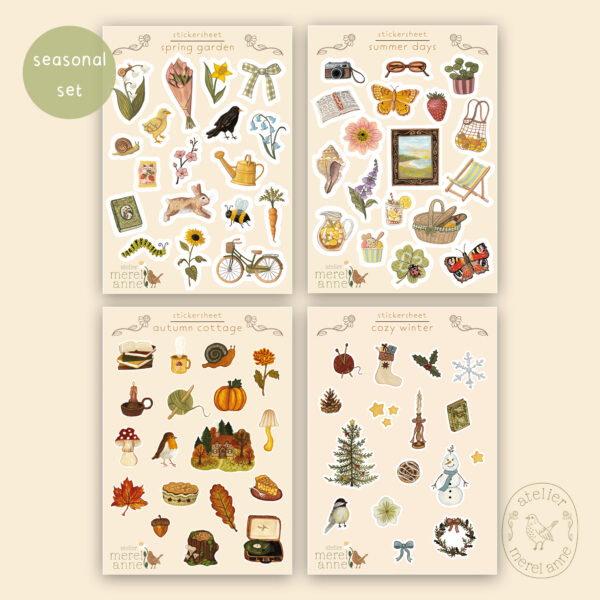 Seasonal stickersheets set 'spring, summer, autumn, winter'